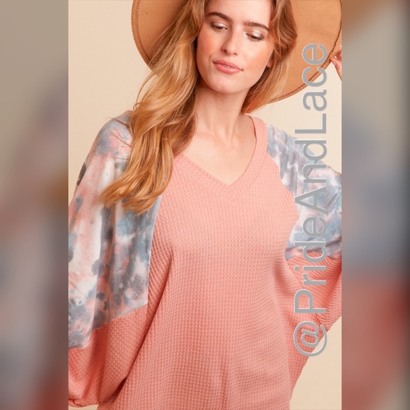 🌸Mauve Waffle Thermal Tie Dye Top🌸 - Picture 5 of 5